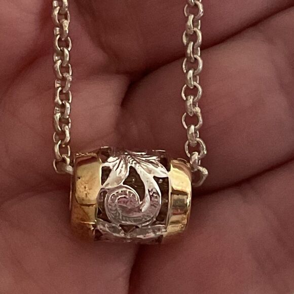 STERLING SILVER GOLD PLATED SILVER NECKLACE WITH CHAIN​ - Picture 4 of 11